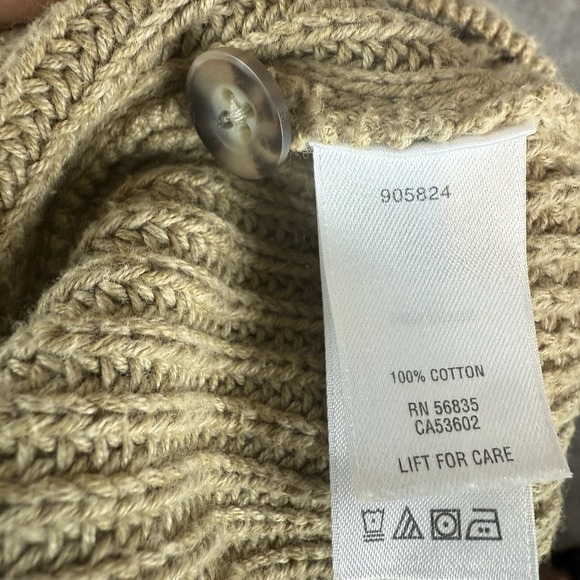 Cabelas Henley Sweater Mens Large Beige Chunky Knit Fisherman Cotton Grandad - Picture 5 of 9
